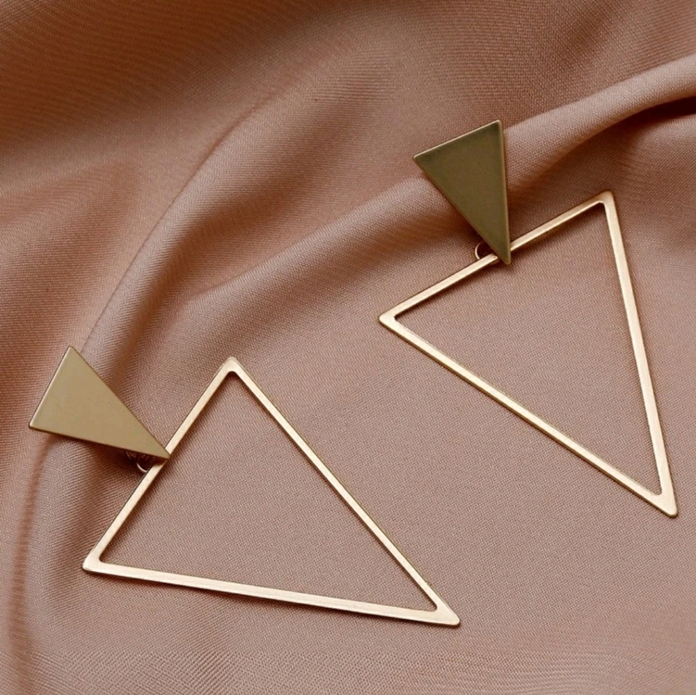 Gold Triangle Drop Earrings